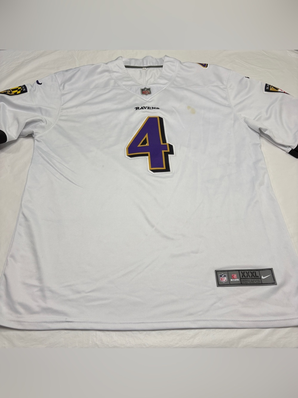 Zay Flowers #4 Baltimore Ravens White Jersey Mens XXXL Stained